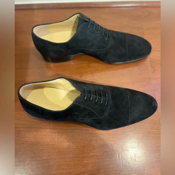 CHANEL BLACK SUEDE OXFORD MENS LOAFERS SIZE: 43 (US 10) $500 - Picture 2 of 9